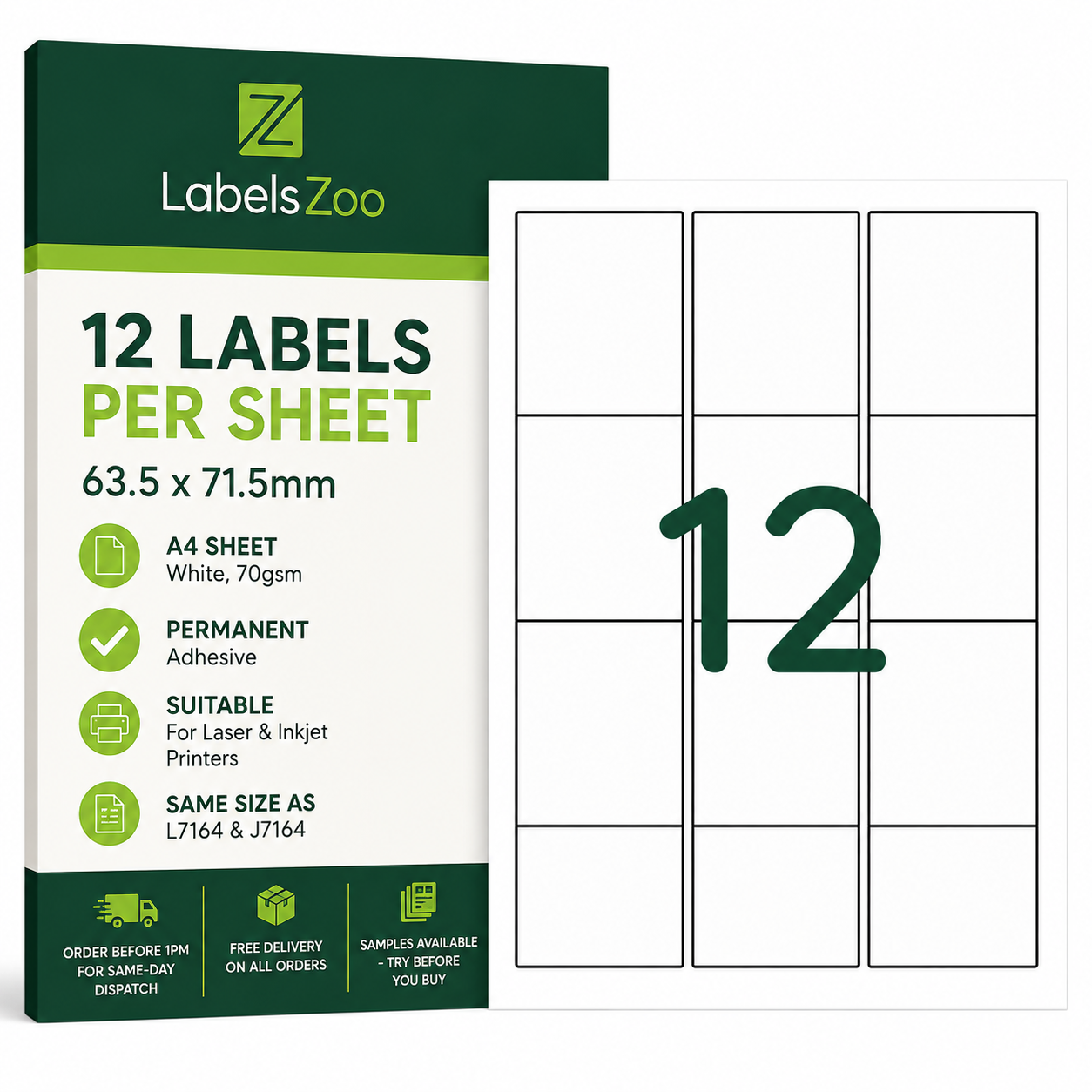 12 Labels Per Sheet - A4 Printer Labels | Labels Zoo