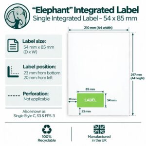 Elephant Single Integrated Label - 54 x 85 mm
