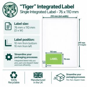 Tiger single integrated label 76x110mm