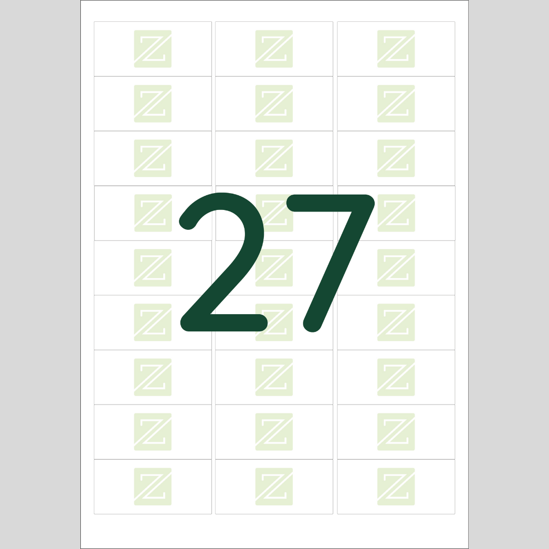 planches A4 de 27 étiquettes imprimante 63,5 x 29,6 code l4737