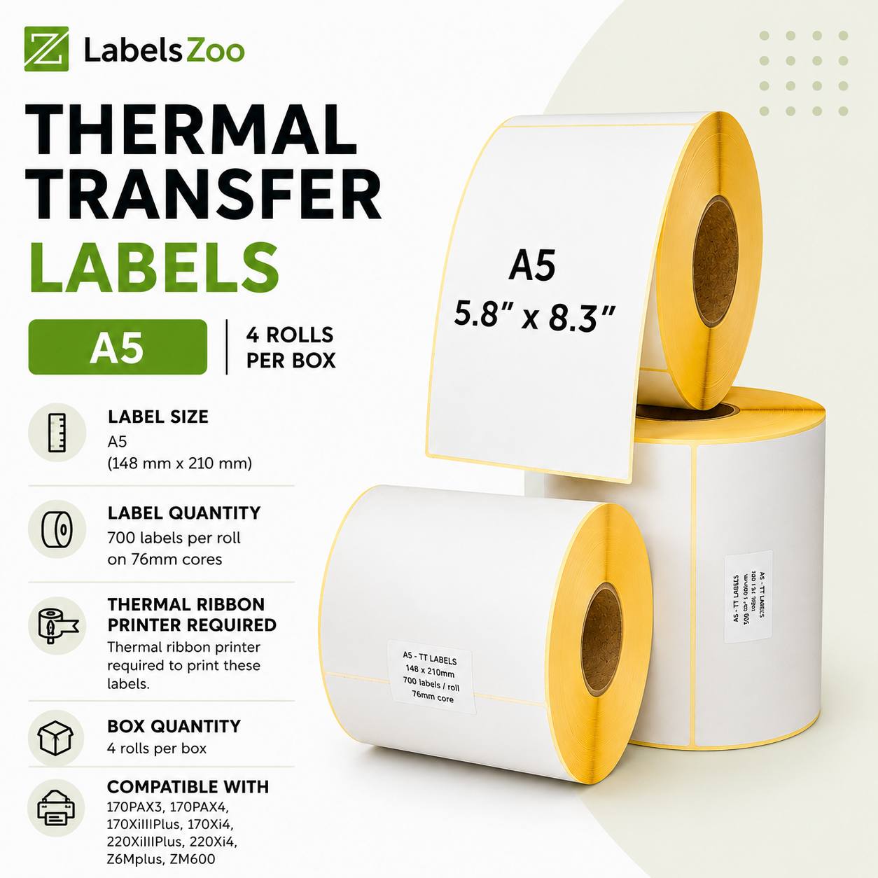a5 thermal transfer labels