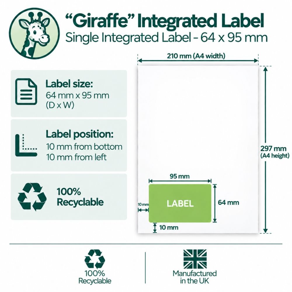 Giraffe single integrated label 95 x 64 mm
