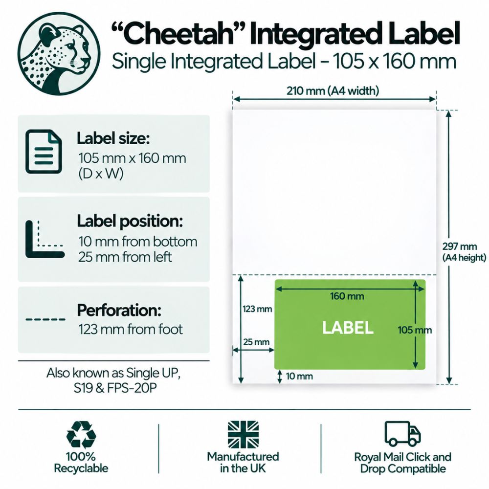 Cheetah Single Integrated Label 105x160mm