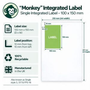 Monkey Single Integrated Label – 150 × 100mm (1)