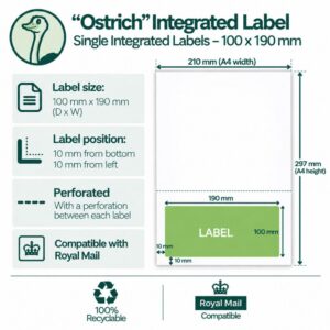 ostrich integrated label 100x190mm single