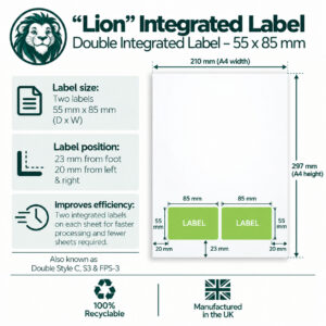Double Integrated Labels – 55 x 85mmLabel