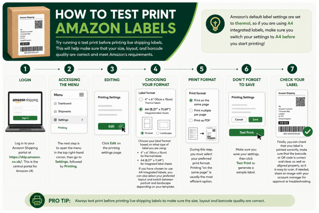 how to test print amazon labels infographic